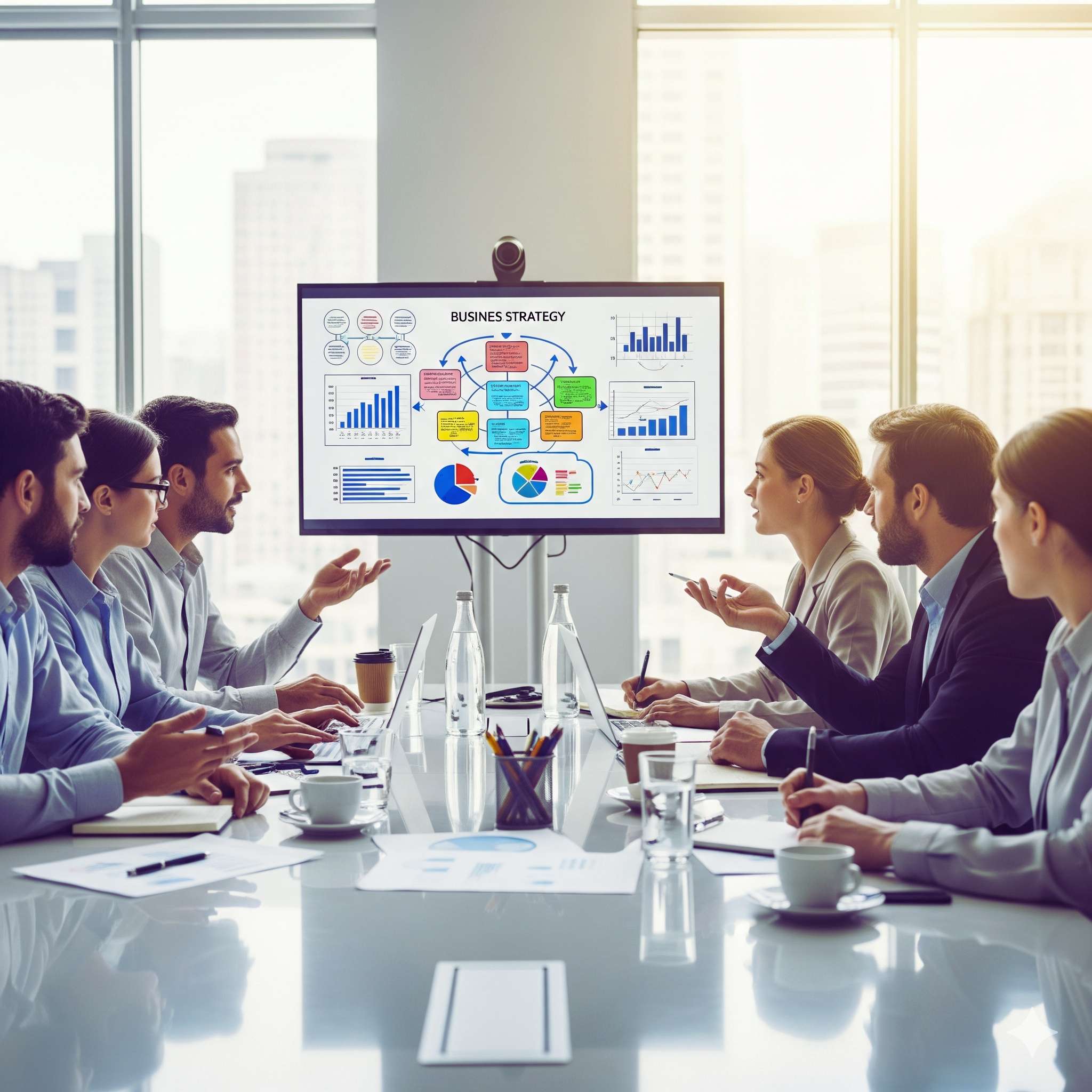 Equipo estratégico en una reunión de trabajo